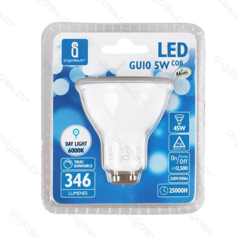 Lâmpada LED A6 GU10 3W 3000K Luz Quente 200 Lúmens Aigostar 1
