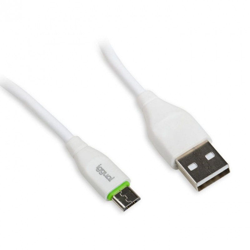 Cabo USB-A / micro-USB 1 Metro Branco Iggual 2