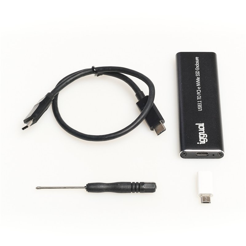 Caixa Externa USB-C 3.1 SSD M.2 NVMe + SATA Iggual 3