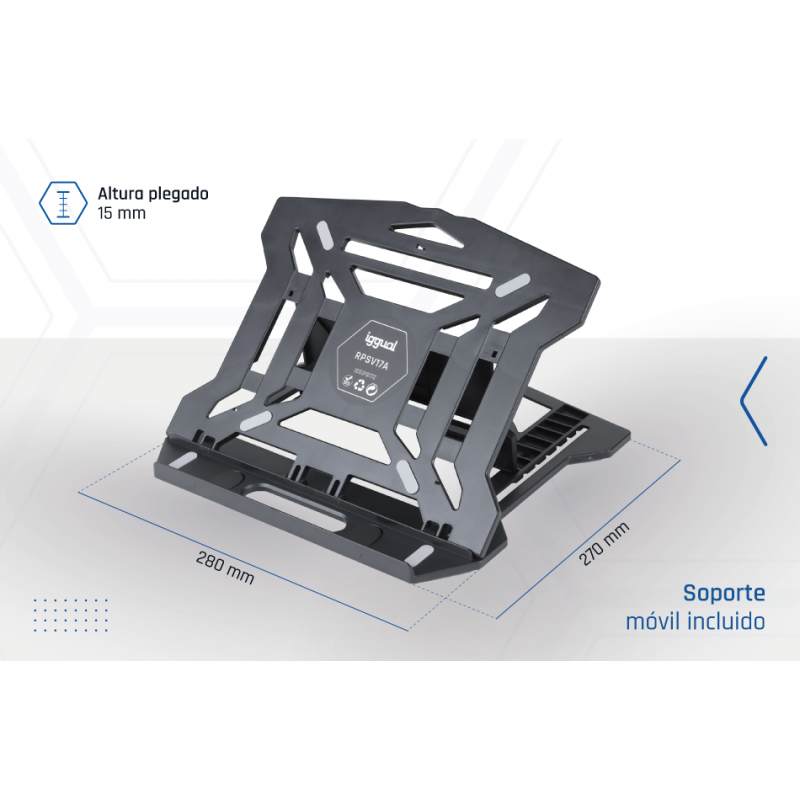 Suporte iggual para portátil + telemóvel RPSV17A 4