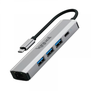 Hub TYPE-C 5 Portas 3xUSB + RJ45 + Type-C Iggual