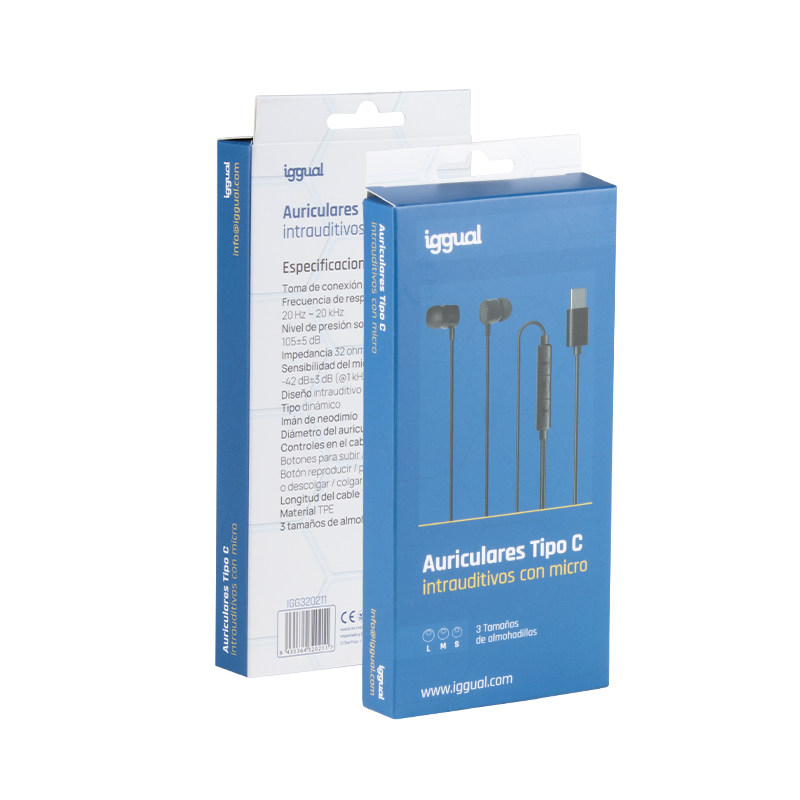 Auriculares com Microfone Intrauditivos USB Type-C Iggual 3