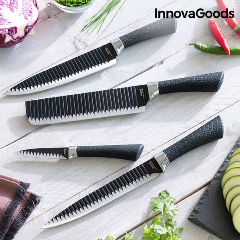 Conjunto de Facas Namiutsu Black Shark Swiss Q InnovaGoods (4 Peças) 2