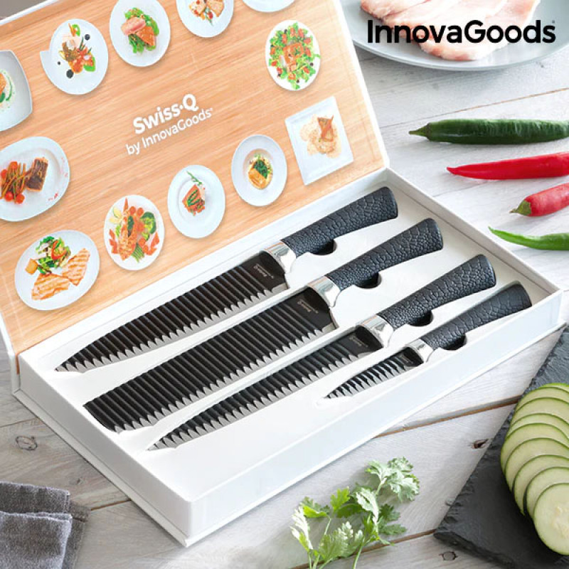 Conjunto de Facas Namiutsu Black Shark Swiss Q InnovaGoods (4 Peças) 5