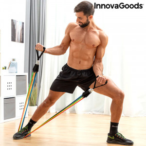 Conjunto de Elásticos de Resistência com Acessórios e Guia de Exercícios Rebainer InnovaGoods (pack de 5)