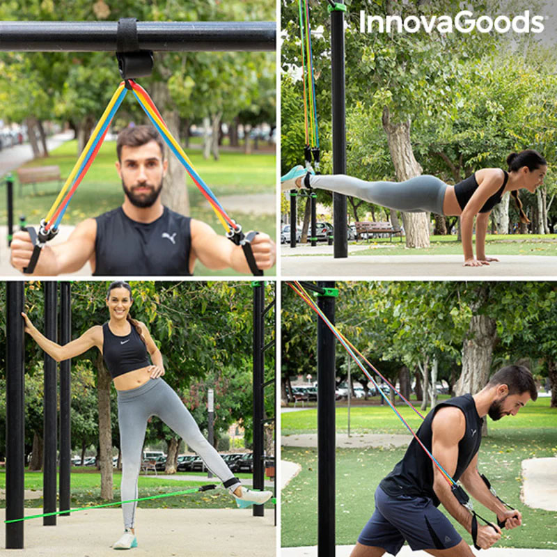 Conjunto de Elásticos de Resistência com Acessórios e Guia de Exercícios Rebainer InnovaGoods (pack de 5) 5