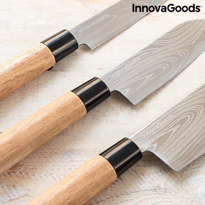 Conjunto de Facas Japonesas com Estojo de Transporte Profissional Damas·Q InnovaGoods 1