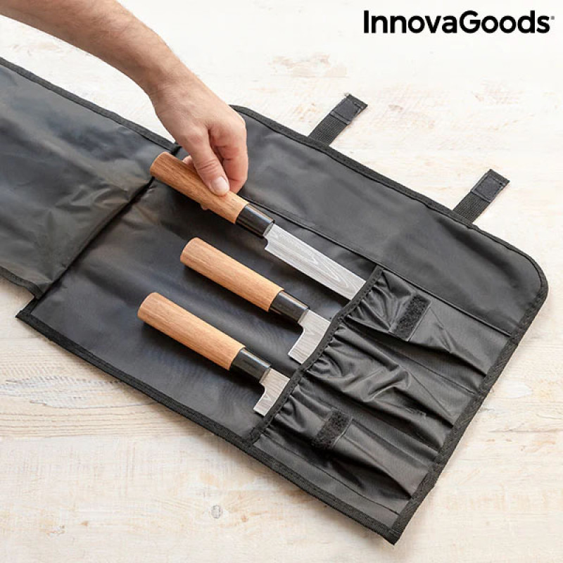 Conjunto de Facas Japonesas com Estojo de Transporte Profissional Damas·Q InnovaGoods 6