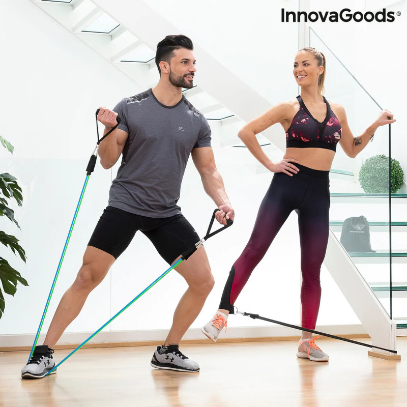 Conjunto de Elásticos de Resistência com Acessórios e Guia de Exercícios Tribainer InnovaGoods (pack de 3) 1