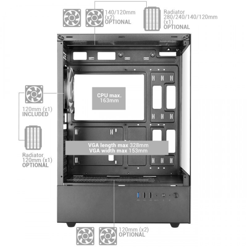 Caixa ATX MARS GAMING MC-XO Preta 2