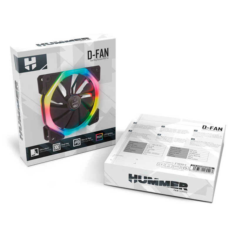 Ventoinha 120mm Nox 1100RPM D-Fan RGB 6 Pinos PWM 4