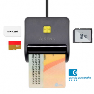 Leitor Smart Card DNI e Cartão de Cidadão USB-C Aisens com Leitor Cartão SIM - SD - Micro SD - MMC - RS-MMC - MMC Micro
