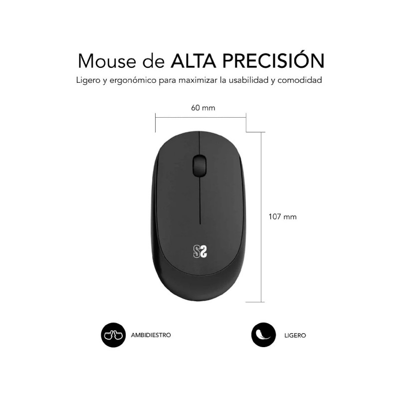Rato Sem Fios Subblim Business 1200 DPI Preto 3