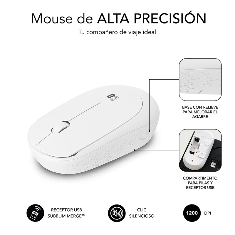 Rato Sem Fios Subblim Business 1200 DPI Branco 4