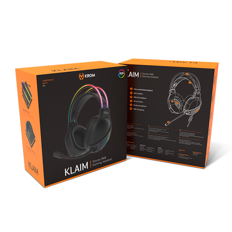Auscultador Krom KLAIM RGB Gaming Preto 5