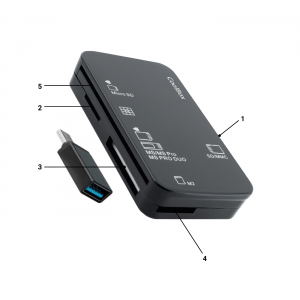 Leitor de cartões USB CRE4 + Adaptador USB-C Coolbox