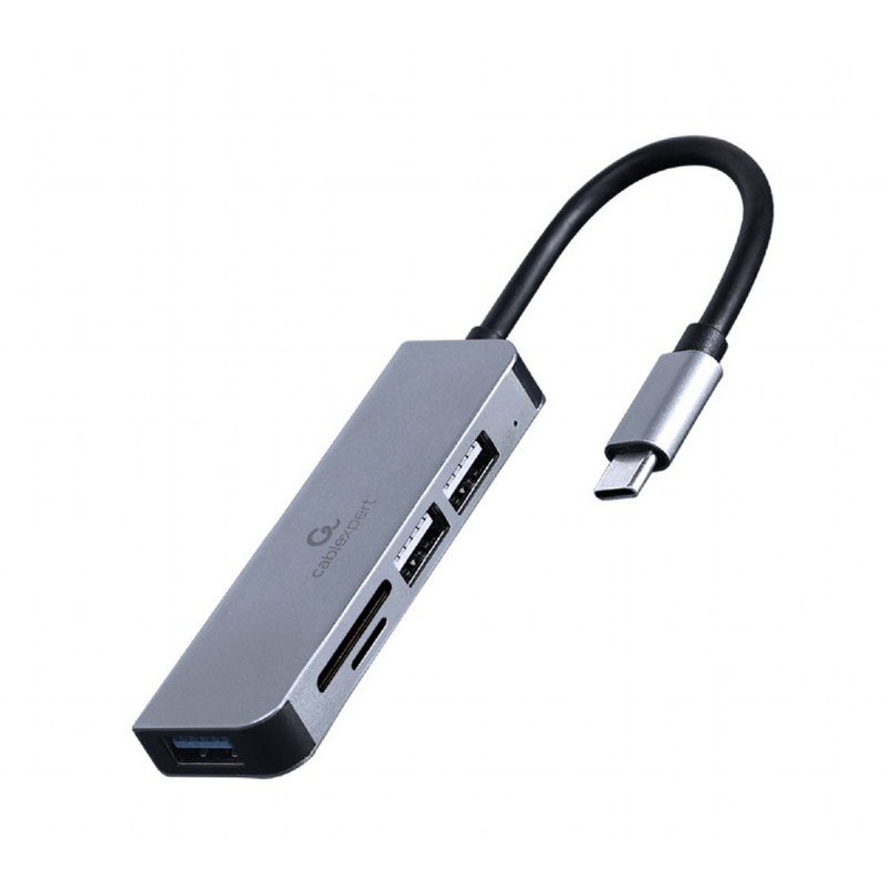 Hub USB-C Gembird 3-port (1 x USB3.1 + 2 x USB 2.0) Leitor de Cartões 1